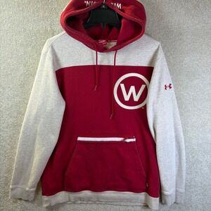 Under Armour Wisconsin Badgers Hoodie Men Large Red Pullover Iconic Collection